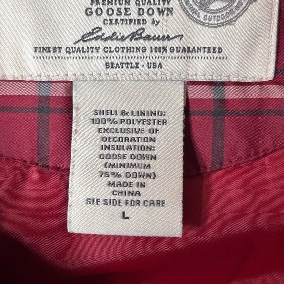 Eddie Bauer Vest Womens Large Red Premium Goose Down Quilted Puffer Full Zip - Picture 3 of 12